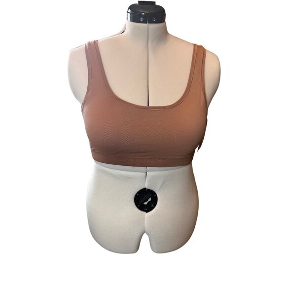 Nordstrom Size XL Lot of 2 Pullover Stretch Sport Bras  Tan and Brown - Picture 2 of 15